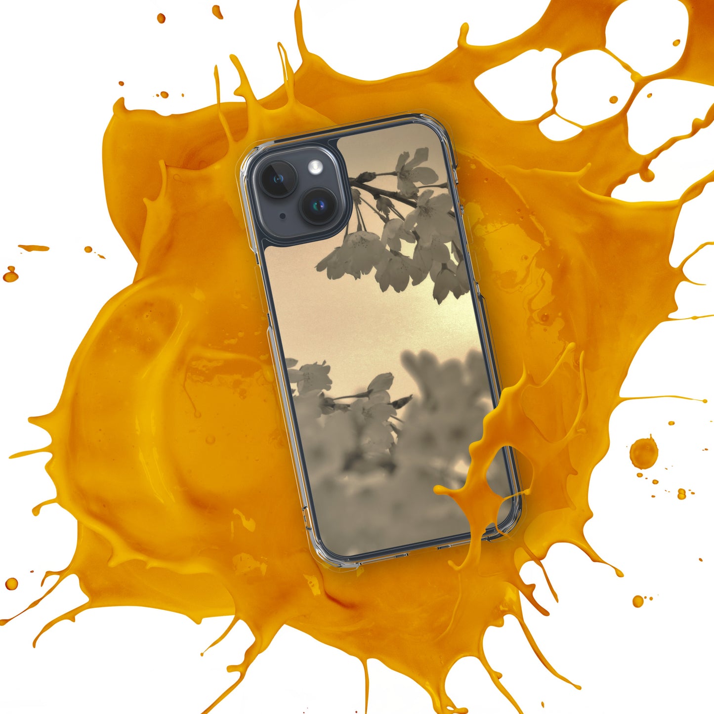 Clear Case for iPhone® - Sepia Cherry Blossoms