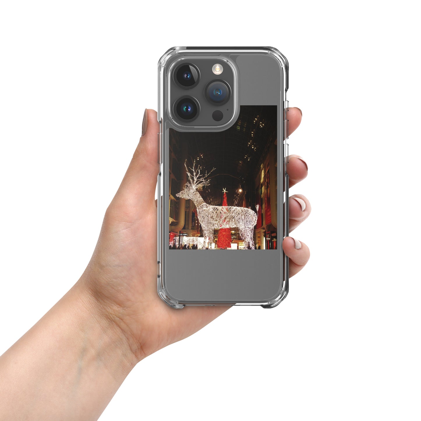 Coque transparente pour iPhone® - Lumières de Noël