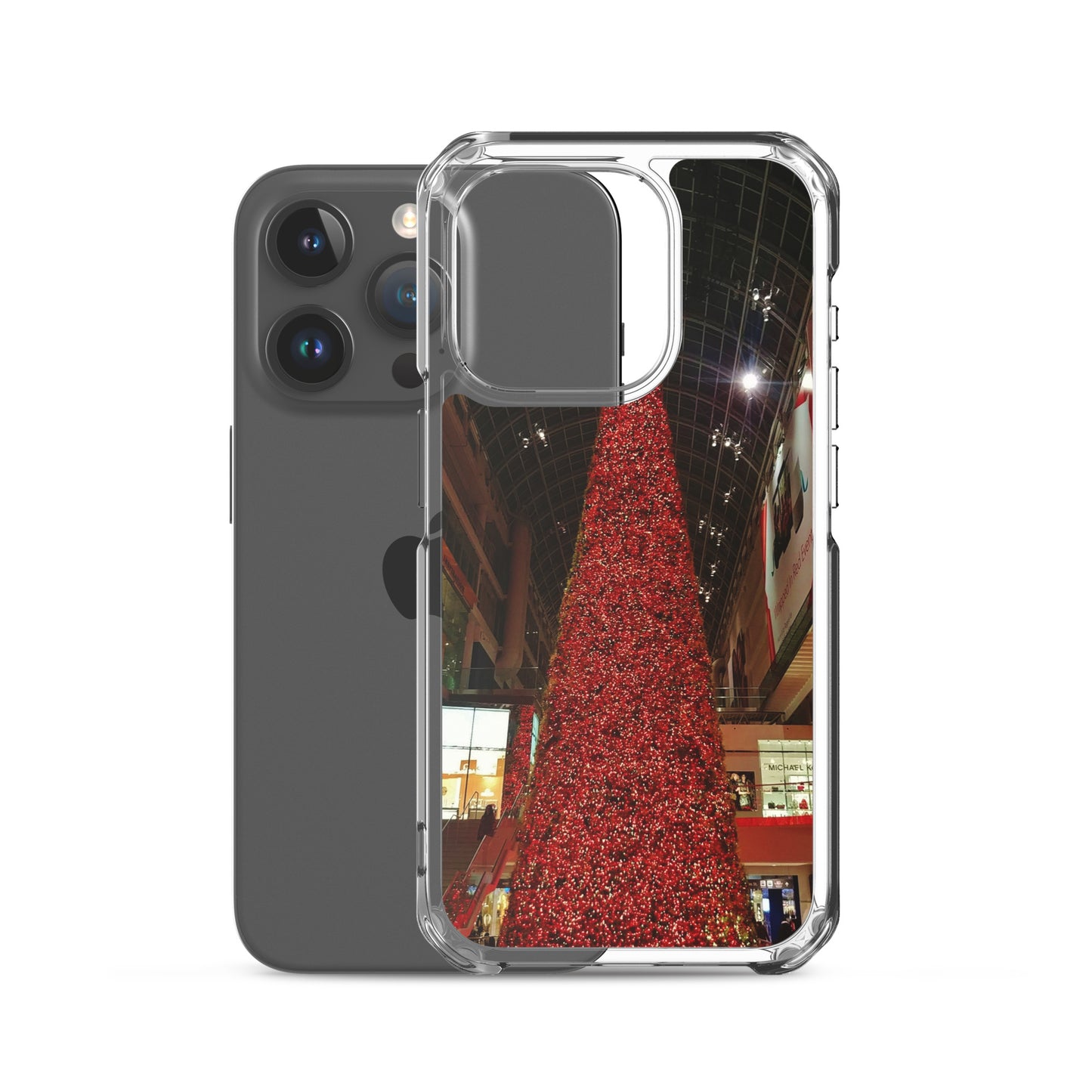 Coque transparente pour iPhone® - Sapin de Noël rouge