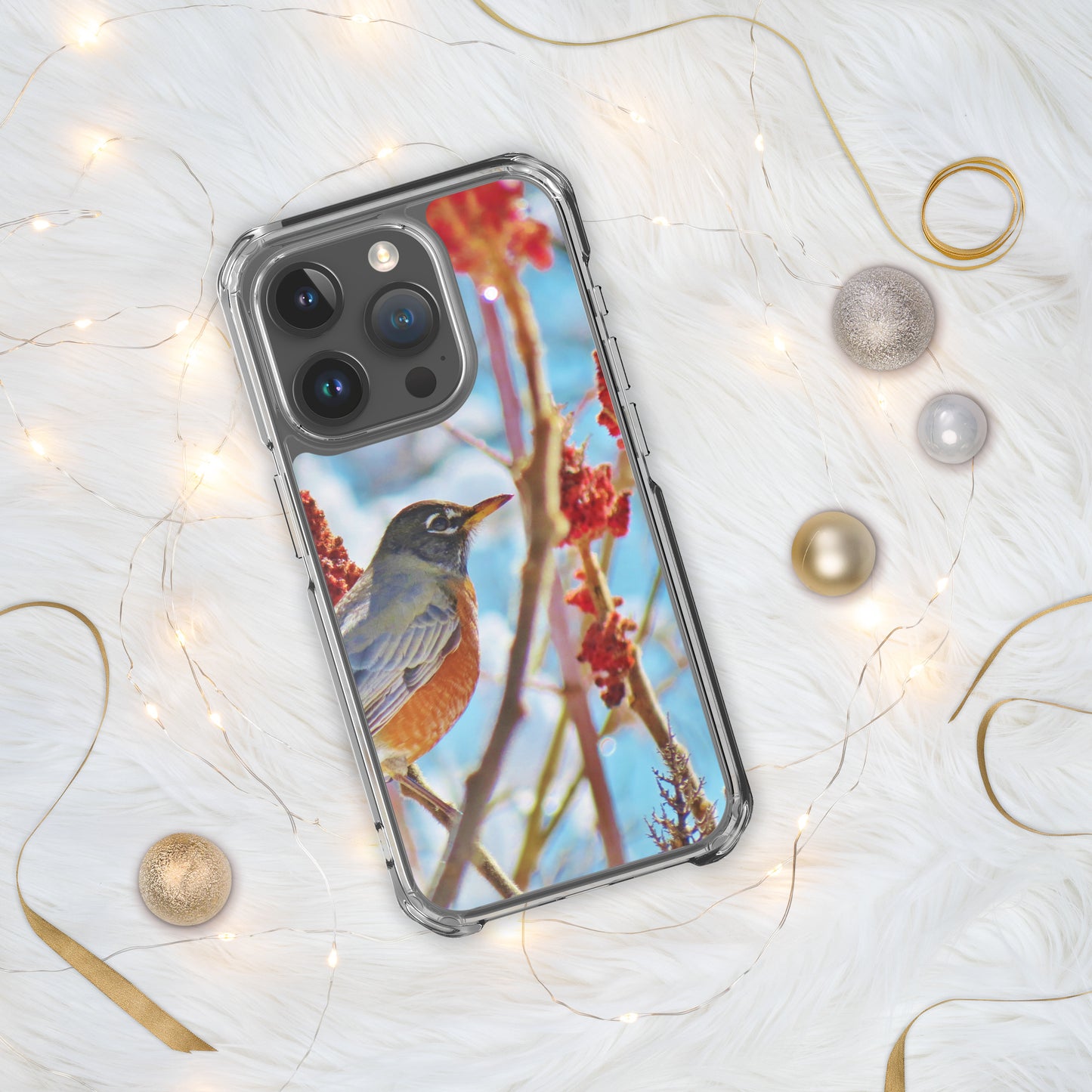 Clear Case for iPhone®- Robin in Sumac Tree