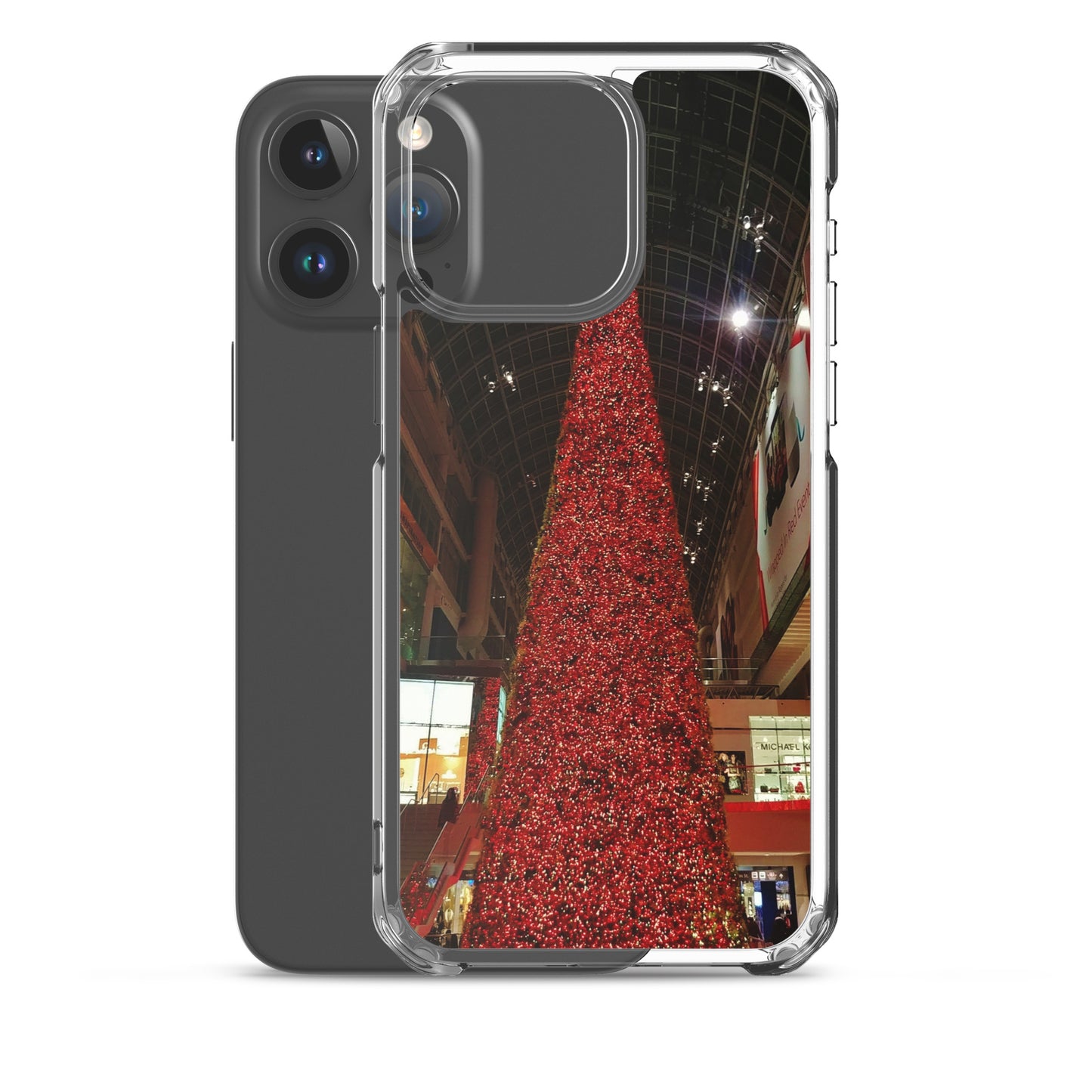 Coque transparente pour iPhone® - Sapin de Noël rouge