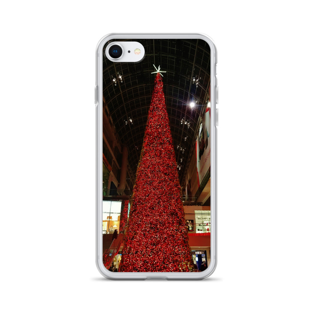 Coque transparente pour iPhone® - Sapin de Noël rouge