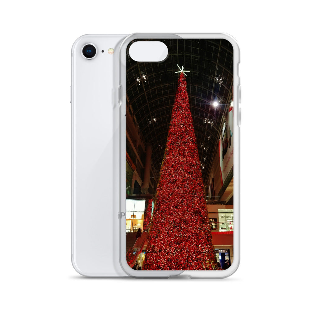 Coque transparente pour iPhone® - Sapin de Noël rouge