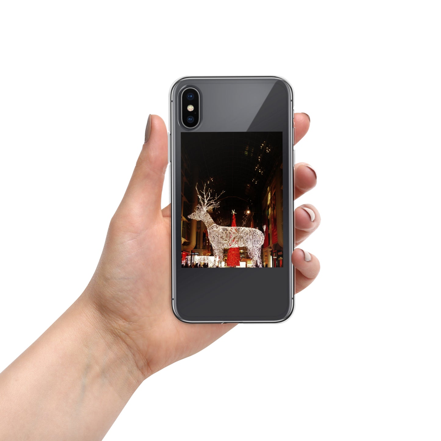 Coque transparente pour iPhone® - Lumières de Noël