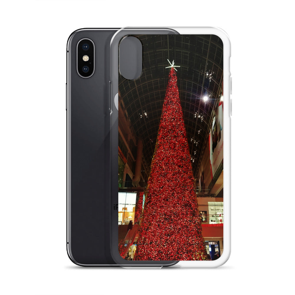 Coque transparente pour iPhone® - Sapin de Noël rouge