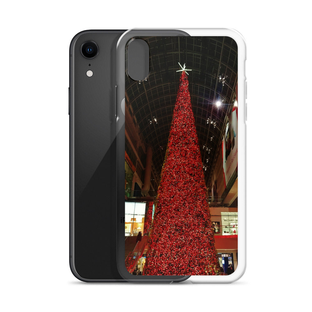 Coque transparente pour iPhone® - Sapin de Noël rouge