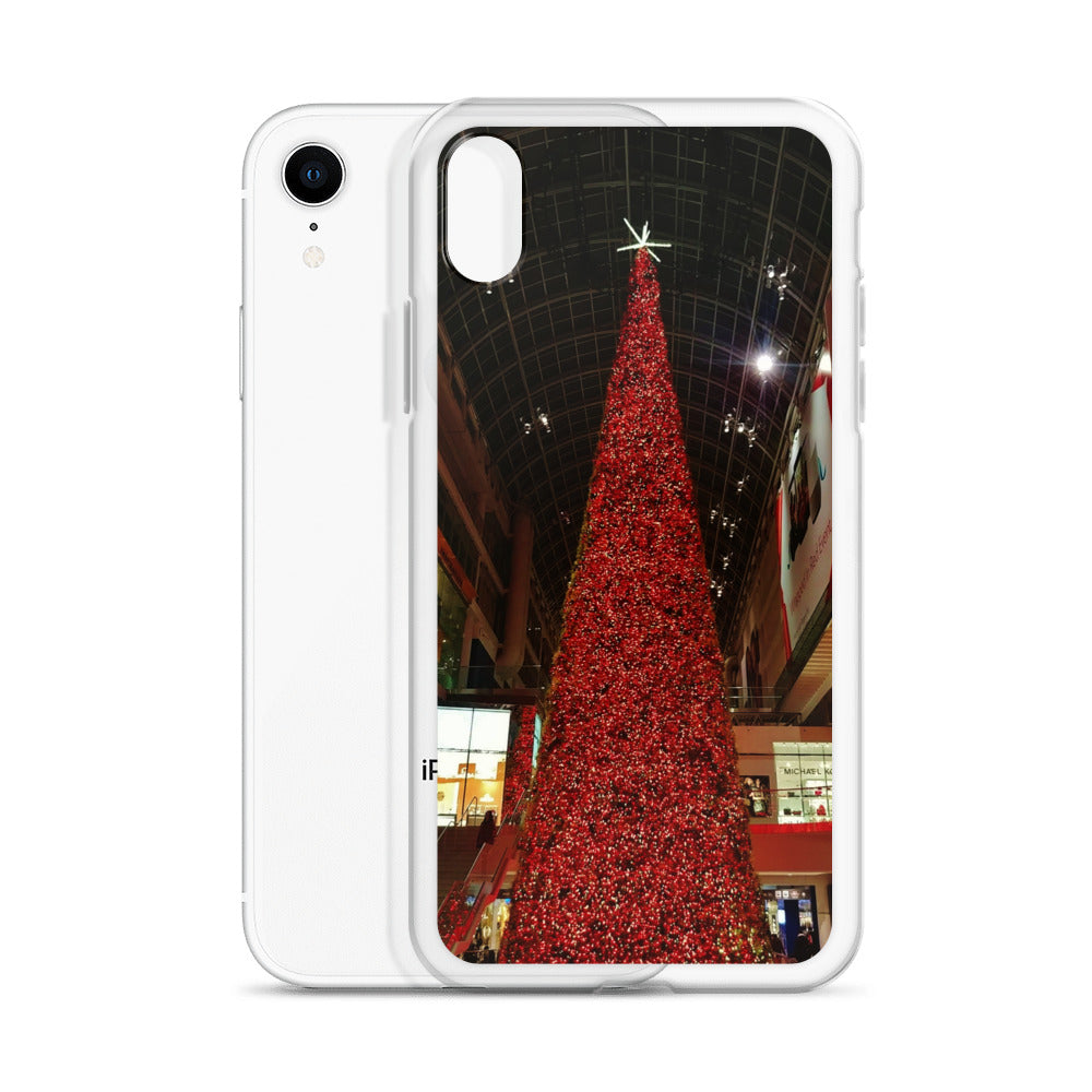 Coque transparente pour iPhone® - Sapin de Noël rouge