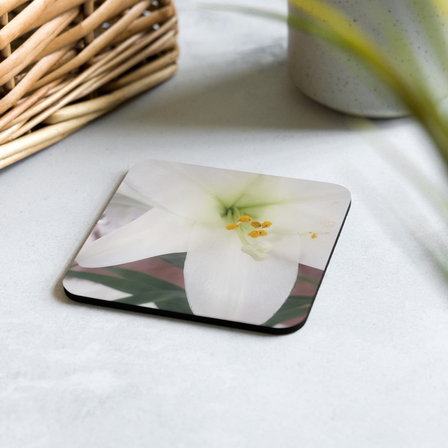 Cork-back coaster - White Lily