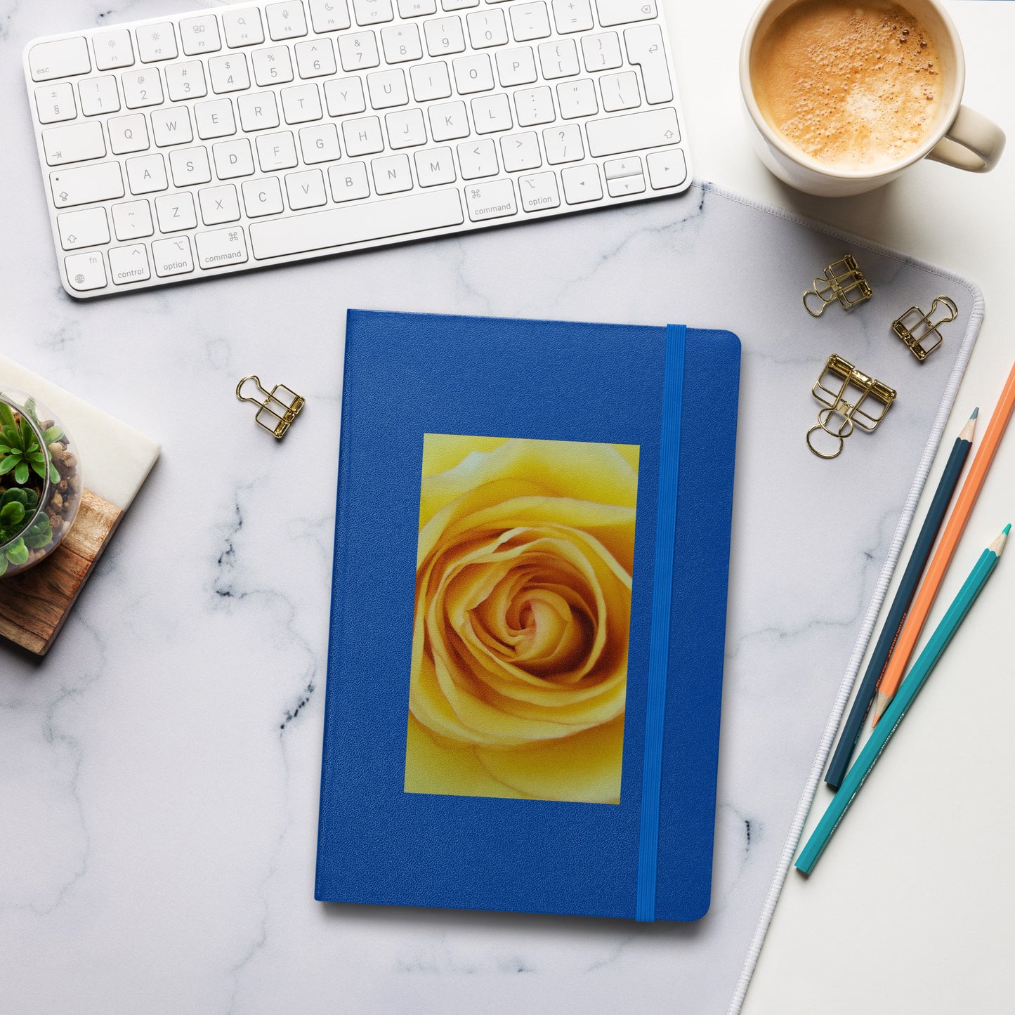 Hardcover bound notebook - Yellow Rose