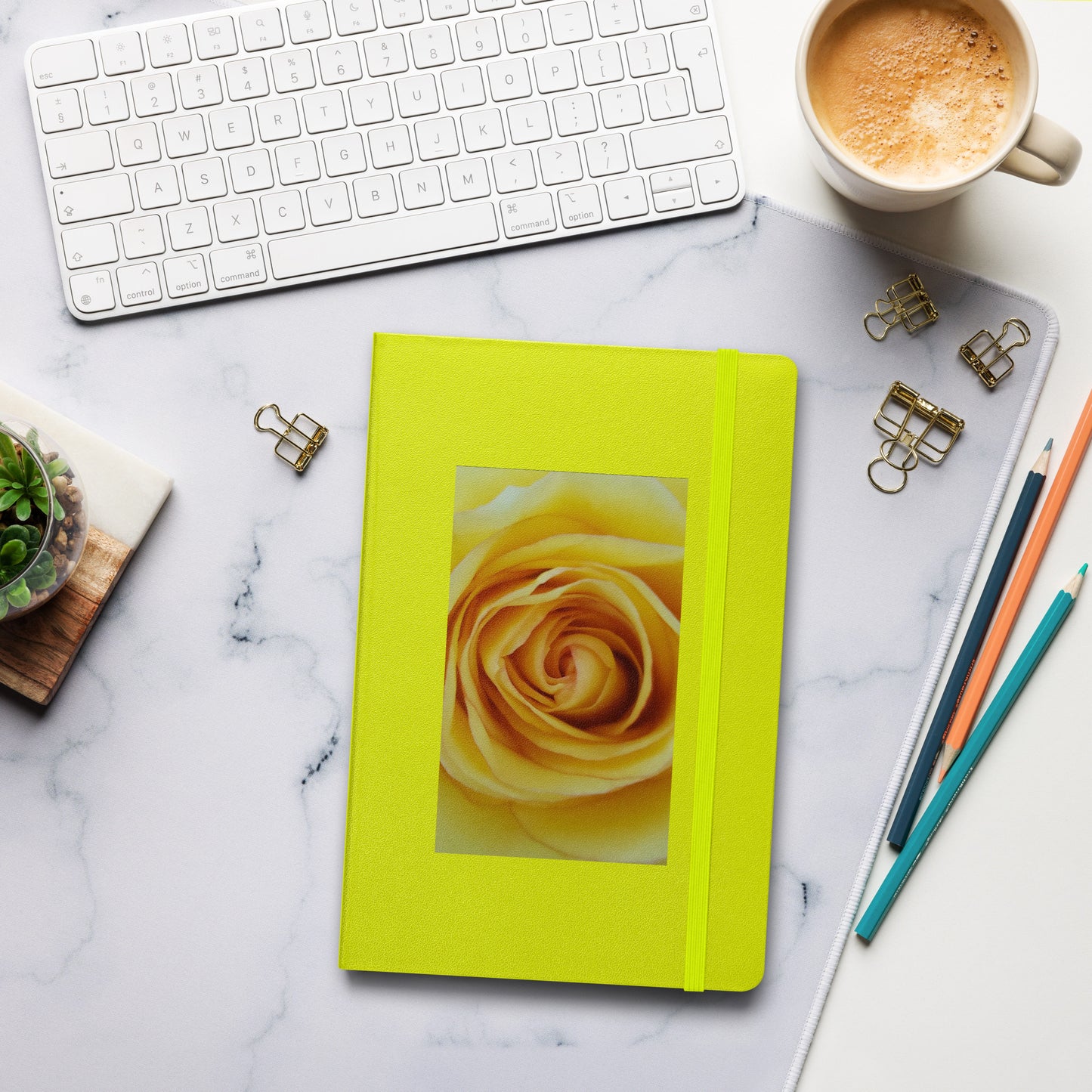 Hardcover bound notebook - Yellow Rose