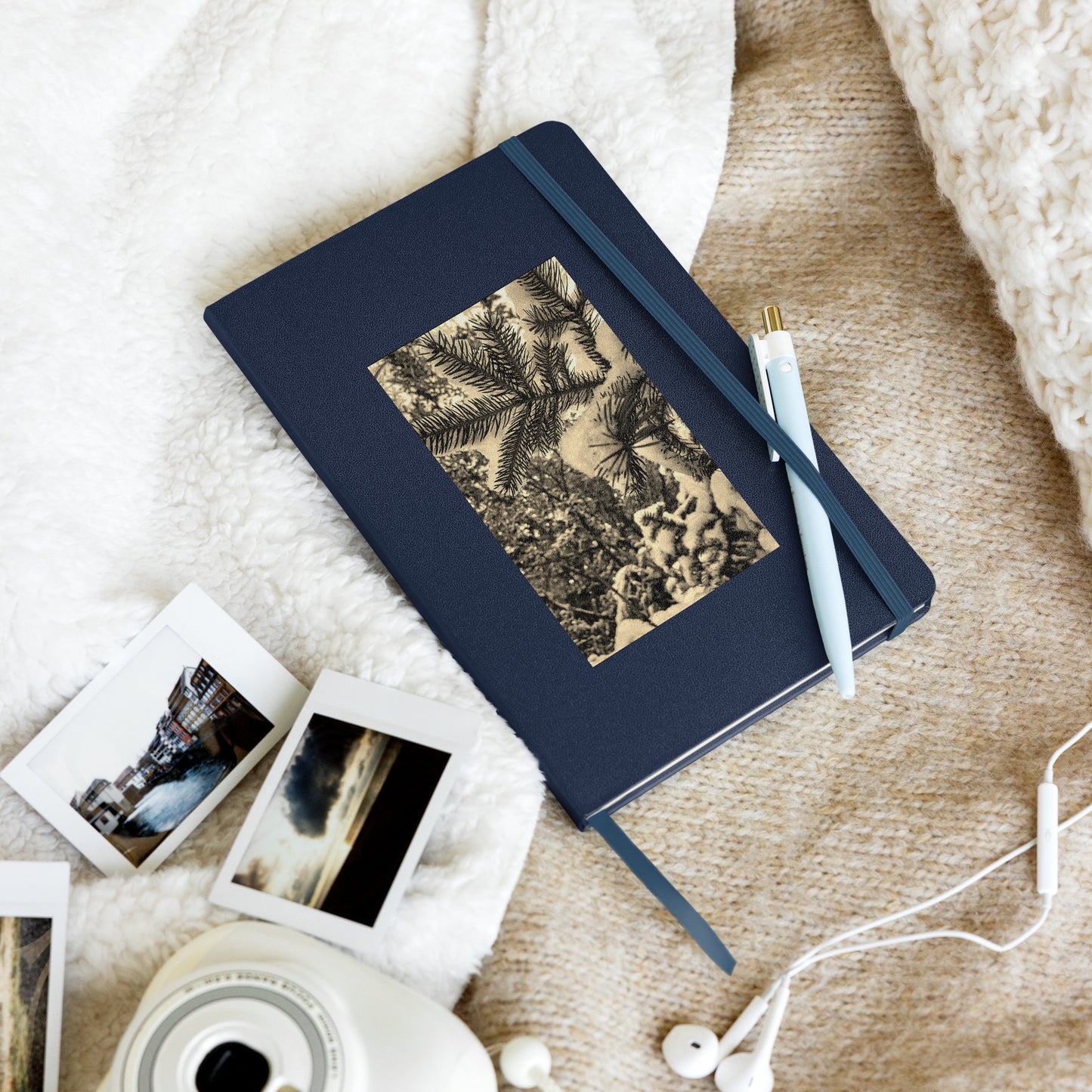 Hardcover bound notebook- Snowy Evergreen