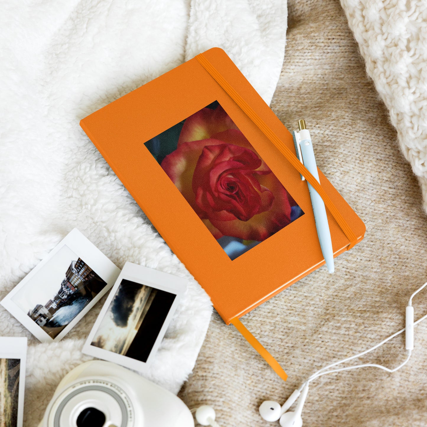 Hardcover bound notebook - Vermilion Rose