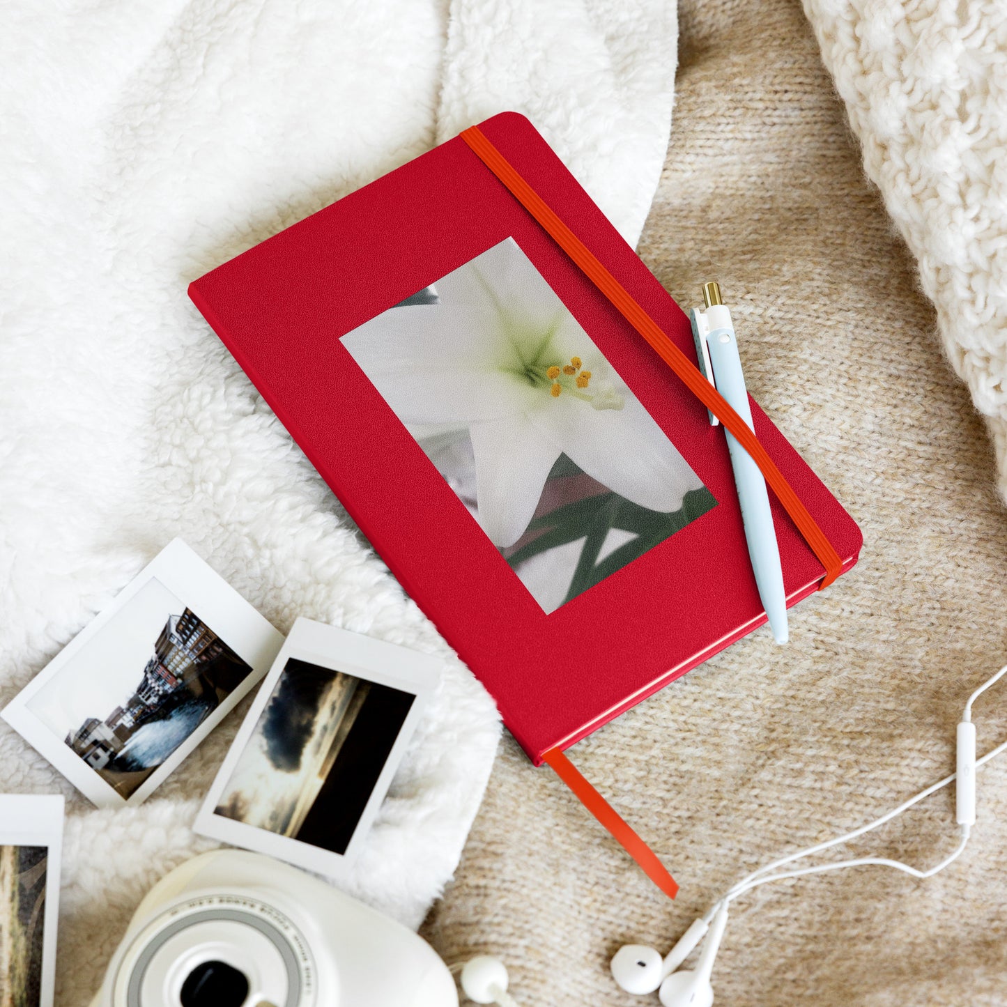 Hardcover bound notebook - White Lily