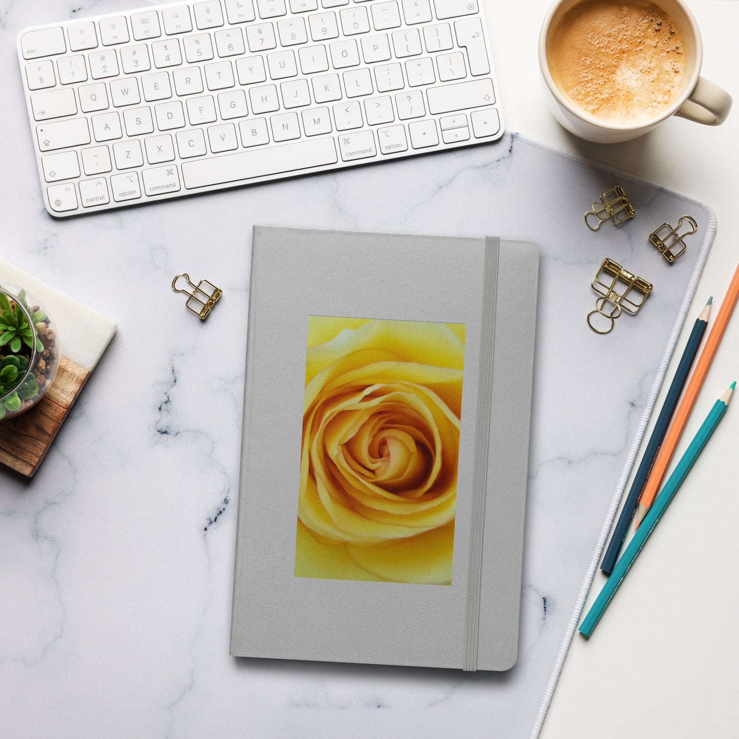 Hardcover bound notebook - Yellow Rose