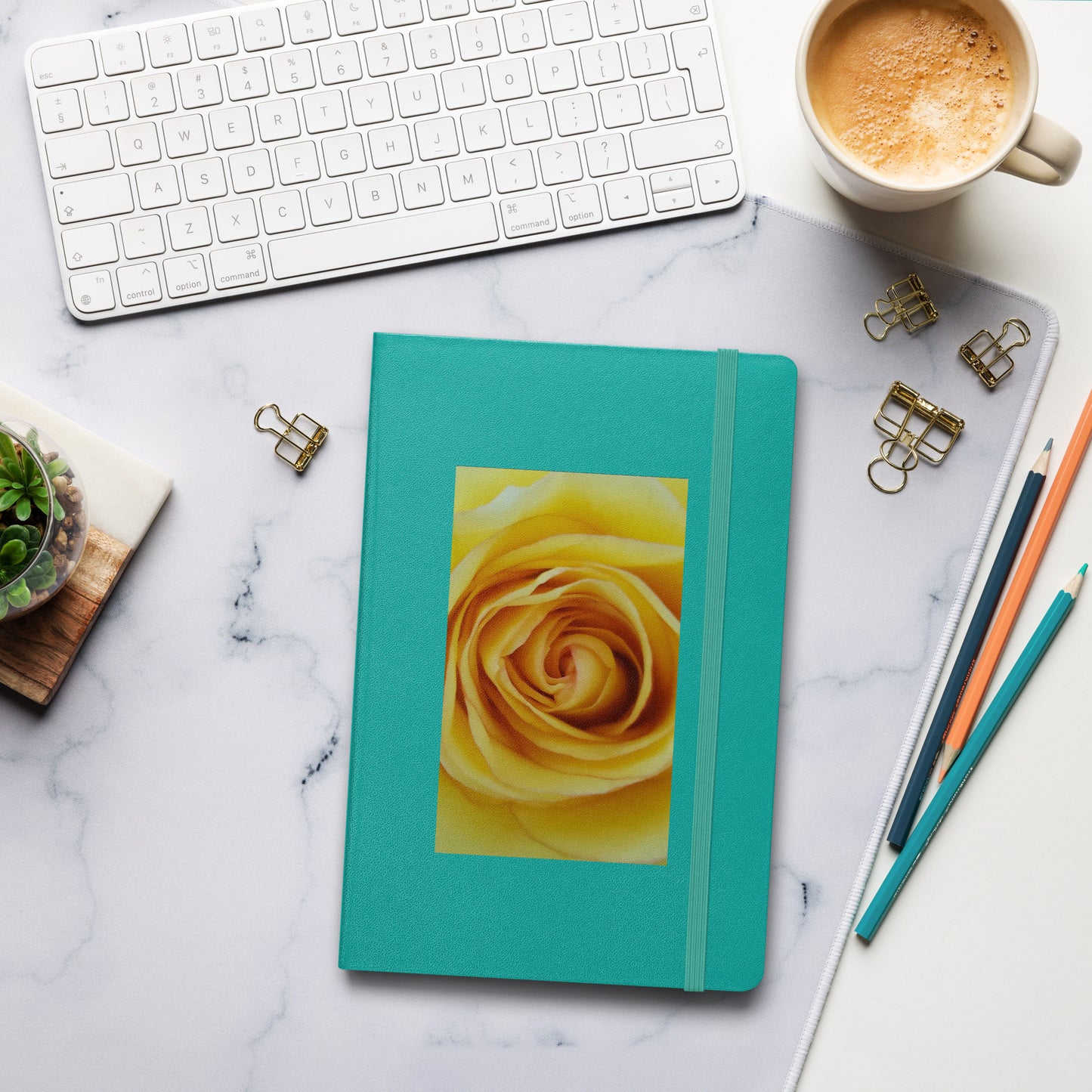 Hardcover bound notebook - Yellow Rose