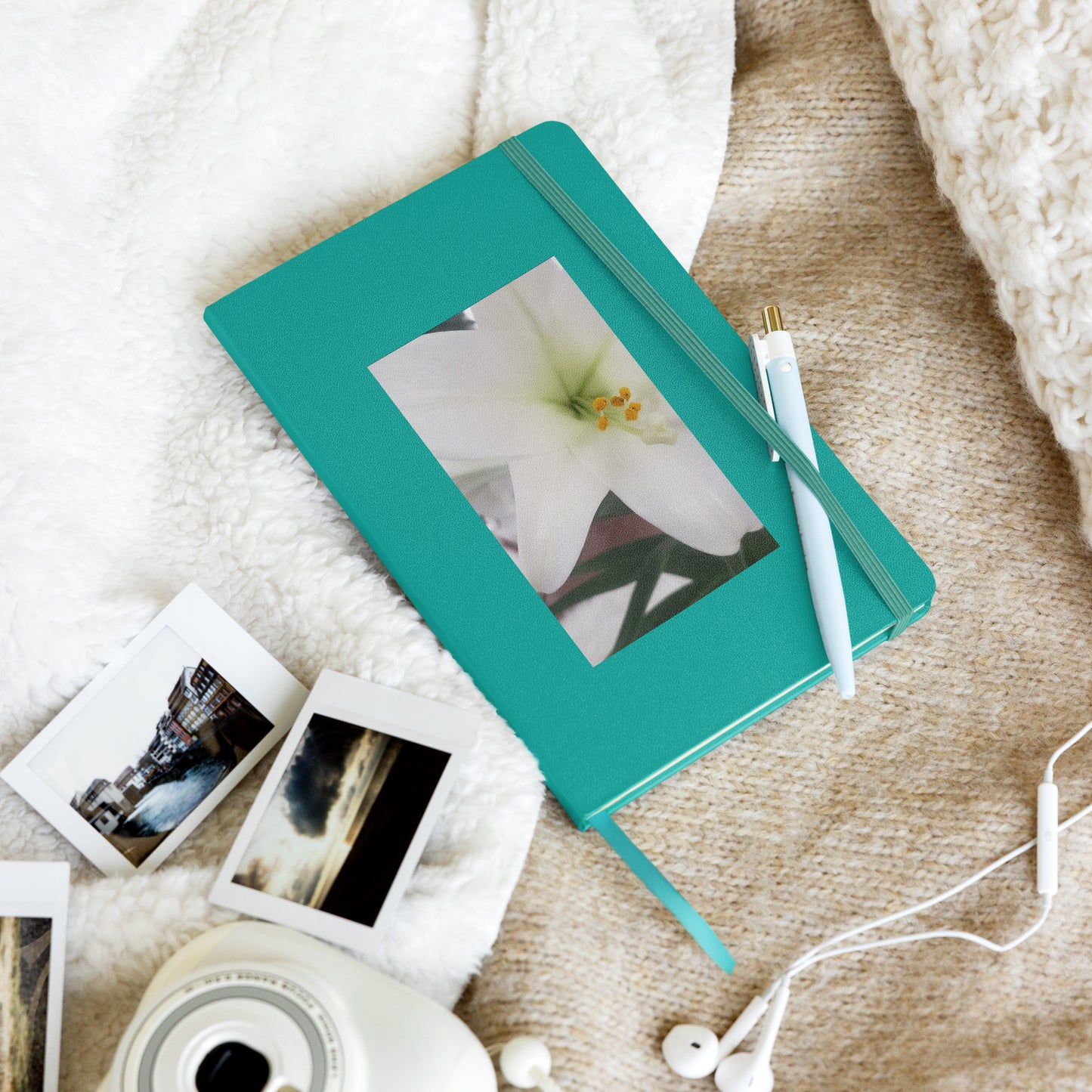 Hardcover bound notebook - White Lily