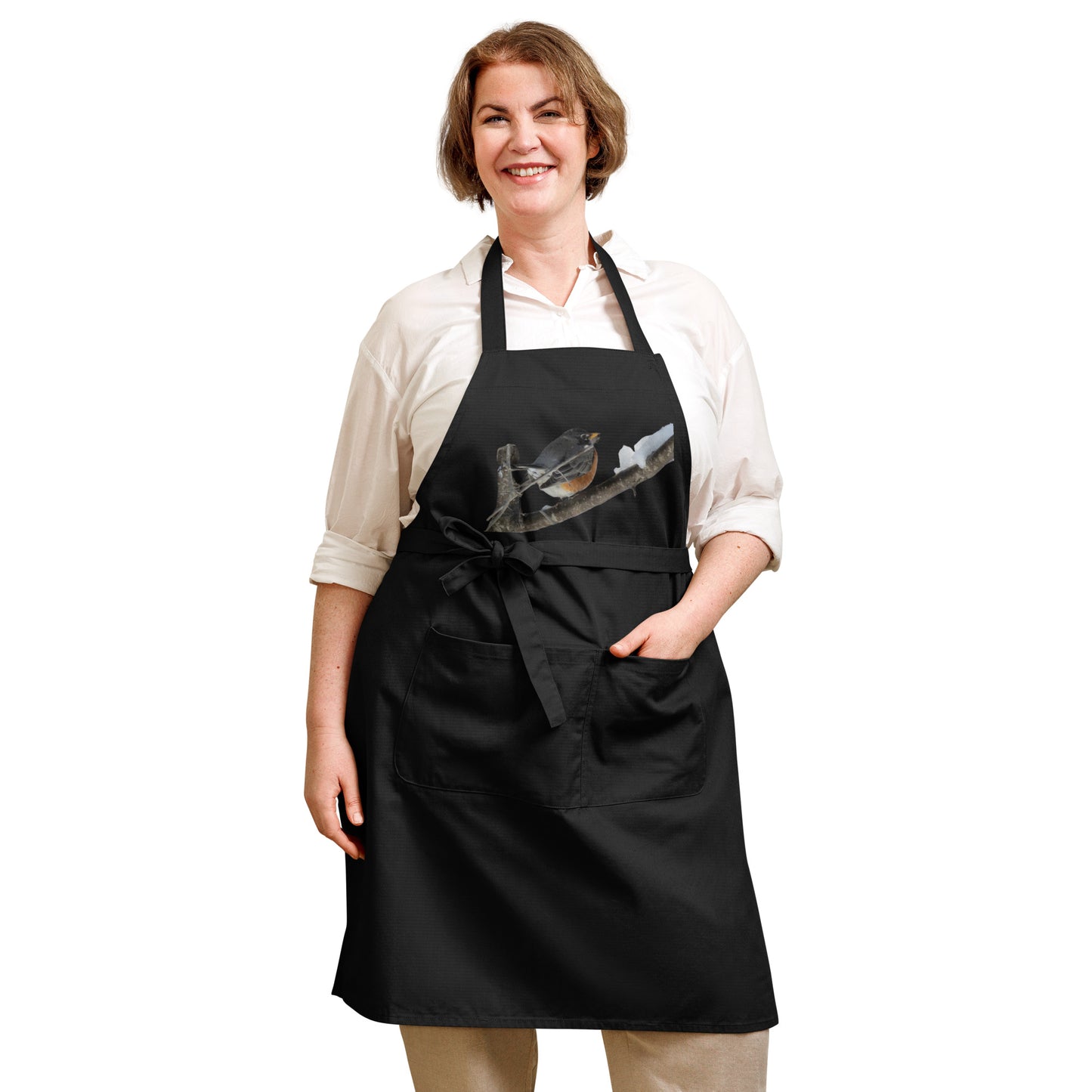 Organic Cotton Apron - Snowy Robin