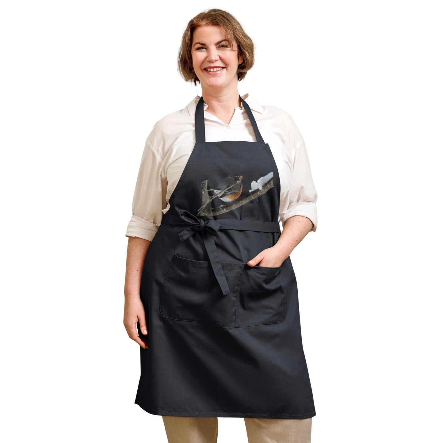 Organic Cotton Apron - Snowy Robin