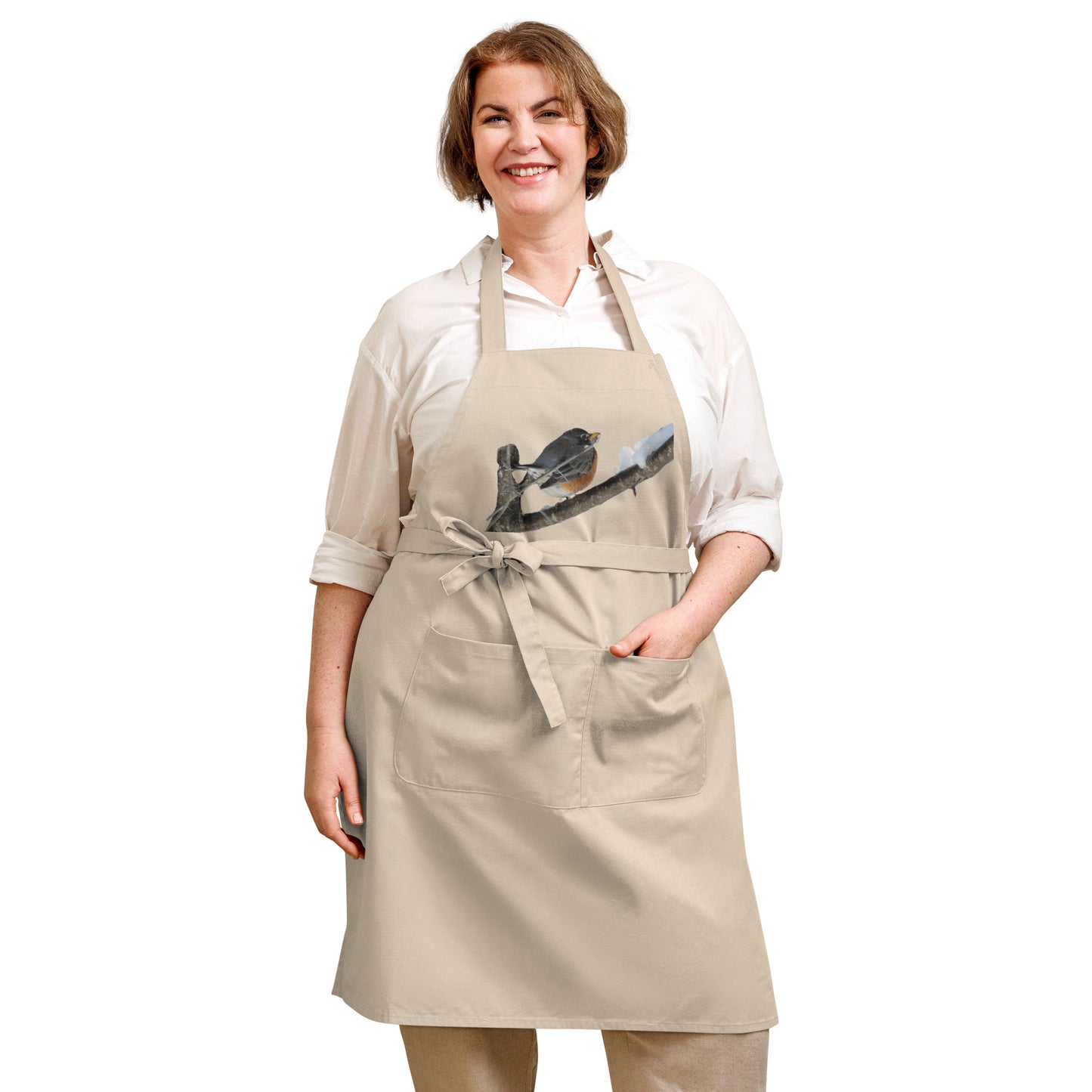 Organic Cotton Apron - Snowy Robin